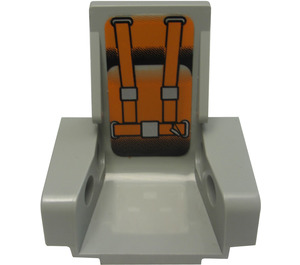 LEGO Light Gray Technic Seat 3 x 2 Base with Orange Straps Sticker (2717)
