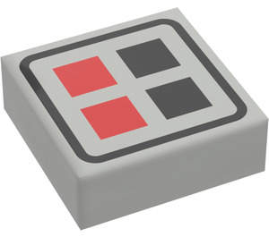 LEGO Light Gray Tile 1 x 1 with Red & Black Buttons with Groove (3070)
