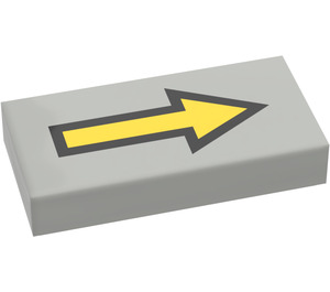 LEGO Light Gray Tile 1 x 2 with Arrow Long with Black Border with Groove (3069 / 80533)