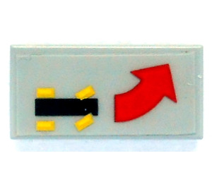 LEGO Gris clair Tuile 1 x 2 avec Auto et Incurvé La gauche La Flèche Autocollant avec rainure (3069)