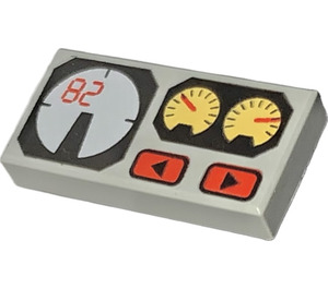 LEGO Light Gray Tile 1 x 2 with Cockpit Dials with Groove (3069 / 50290)