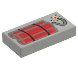 LEGO Light Gray Tile 1 x 2 with Dynamite with Groove (3069 / 82670)