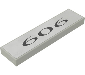 LEGO Light Gray Tile 1 x 4 with "606" Sticker from Sets 10022/10025 (2431)