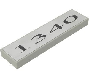 LEGO Light Gray Tile 1 x 4 with Black 1340 on Silver Background Sticker (2431)