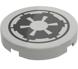 LEGO Light Gray Tile 2 x 2 Round with Imperial with "X" Bottom (4150 / 50058)
