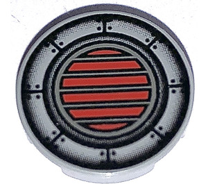 LEGO Light Gray Tile 2 x 2 Round with Red Grille with "X" Bottom (4150)