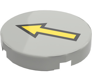 LEGO Light Gray Tile 2 x 2 Round with Yellow Arrow with "X" Bottom (4150)