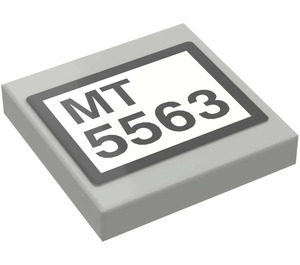 LEGO Light Gray Tile 2 x 2 with 'MT 5563' Numberplate Sticker with Groove (3068)