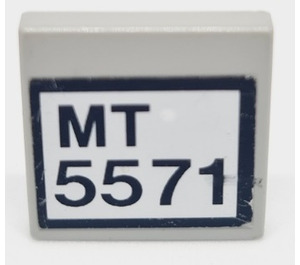 LEGO Gris clair Tuile 2 x 2 avec 'MT 5571' Autocollant avec rainure (3068)
