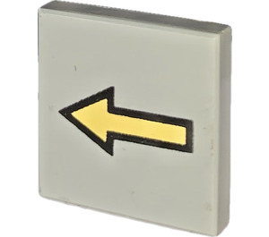 LEGO Light Gray Tile 2 x 2 with Yellow Arrow with Groove (3068)