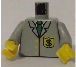 LEGO Vaaleanharmaa Town Vartalo jossa Bank Employee Uniform (973)