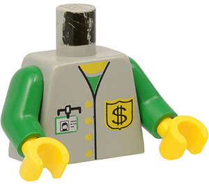 LEGO Lys grå Town Overkropp med Dollar Sign, Merke og Gul Knapper (973 / 73403)