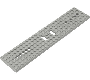 LEGO Light Gray Train Base 6 x 28 with 2 Rectangular Cutouts and 6 Round Holes Each End
