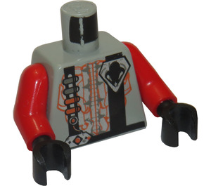 LEGO Light Gray UFO Torso with Silver Circuitry and Black Lines with Red Arms and Black Hands (973 / 73403)