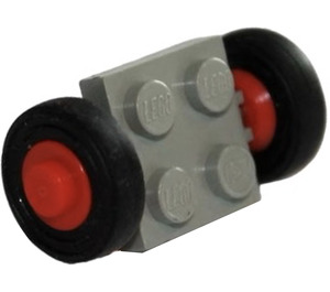 LEGO Світло-сірий Vintage Axle Plate With Red Wheel Hub and Small Slick Tyre