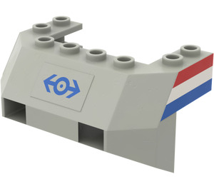 LEGO Light Gray Wedge 4 x 6 x 2.333 with Train Logo, Blue, White and Red Stripes Sticker (2916)