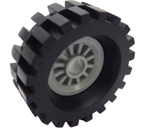LEGO Light Gray Wheel Centre Spoked Small with Tire 30 x 10.5 with Ridges Inside