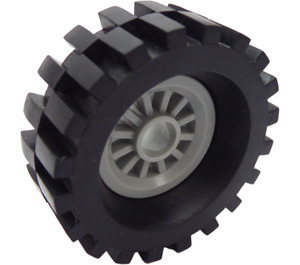 LEGO Světle šedá Wheel Centre Spoked Small with Tire 30 x 10.5 with Ridges Inside