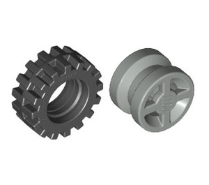 LEGO Gris Clair Wheel Rim Ø8 x 6.4 without Side Notch with Tire Ø15 X 6mm with Offset Tread Band Around Center of Tread