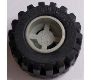 LEGO Light Gray Wheel Rim Wide Ø11 x 12 with Notched Hole with Tire 21mm D. x 12mm - Offset Tread Small Wide with Band Around Center of Tread