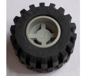 LEGO Light Gray Wheel Rim Wide Ø11 x 12 with Notched Hole with Tire 21mm D. x 12mm - Offset Tread Small Wide with Bevelled Tread Edge
