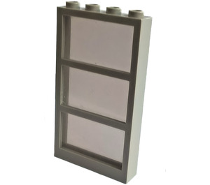LEGO Light Gray Window 1 x 4 x 6 with 3 Panes and Transparent Black Fixed Glass (6160)