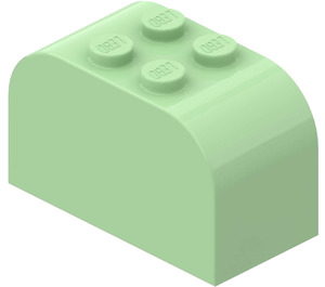 LEGO Vaaleanvihreä Luiska Palikka 2 x 4 x 2 Kaareva (4744)