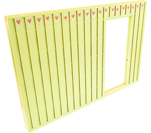 LEGO Light Lime Scala Wall 40 x 2 x 22 2/3 with Door with Decoration with Hearts Sticker (6890)