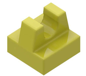 LEGO Lys lime Tile 1 x 1 med klips (Ingen kutt i midten) (2555 / 12825)