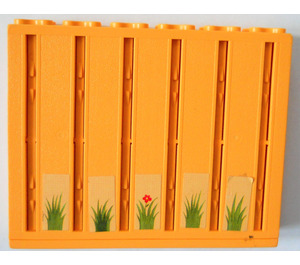 LEGO Helles Orange Partition Mauer mit Gras Aufkleber (6860)