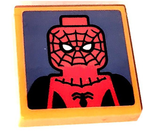LEGO Light Orange Tile 2 x 2 with Spider-Man Sticker with Groove (3068)