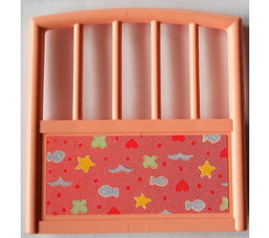 LEGO Light Salmon Side Cot with Fish, Hearts, and Stars Sticker (6684)