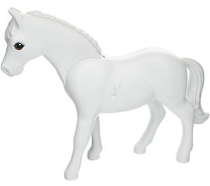 LEGO Light Stone Gray Horse with Black Tail and White and Black Shoes with Large Round Eyes with Light Gray Top and Dark Orange Bottom Eyelids, Small Glints Pattern (6171)