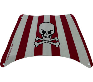 LEGO Light Stone Gray Sail 18 x 28 Bottom with Red Stripes and Skull and Crossbones (64994)