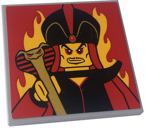 LEGO Světle kamenná šedá Dlaždice 4 x 4 s Jafar, Flames Samolepka (1751)