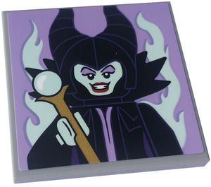 LEGO Light Stone Gray Tile 4 x 4 with Maleficent, Flames Sticker (1751)
