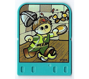 LEGO Light Turquoise Explore Story Builder Crazy Castle Story Card with Boy and falling wine glasses and helmet pattern (43994)