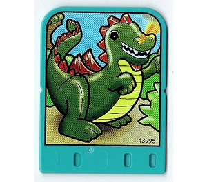 LEGO Light Turquoise Explore Story Builder Crazy Castle Story Card with green Dragon pattern (43995)