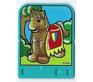 LEGO Light Turquoise Explore Story Builder Crazy Castle Story Card with Horse with horsebarding pattern (43996)