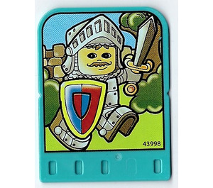LEGO Light Turquoise Explore Story Builer Crazy Castle Story Card with Knight with sword and shield pattern (43998)