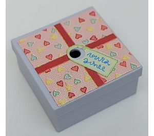 LEGO Violet clair Gift Parcel avec Film Charnière avec Cœurs Wrapping avec Ribbon et Tag Autocollant (33031)