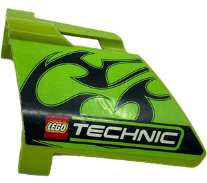 LEGO Limette 3D Paneel 23 mit Schwarz Flames und Technic Logo Aufkleber (44353)