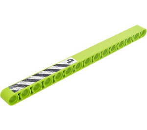 LEGO Lime Bjelke 15 med '4', Danger Striper (Venstre) Klistremerke (32278 / 64871)