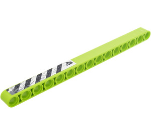 LEGO Lime Beam 15 with '4', Danger Stripes (Right) Sticker (32278 / 64871)