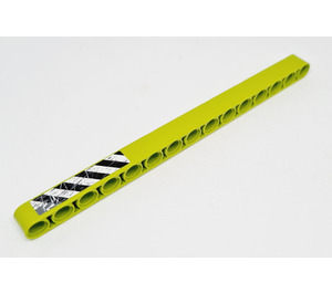 LEGO Lime Beam 15 with Black and White Danger Stripes Right Sticker (32278)