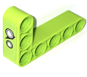 LEGO Lime Beam 3 x 5 Bent 90 degrees, 3 and 5 Holes with Frontlights Left Side Sticker (32526)
