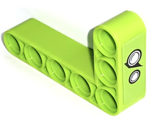 LEGO Lime Beam 3 x 5 Bent 90 degrees, 3 and 5 Holes with Frontlights Right Side Sticker (32526)
