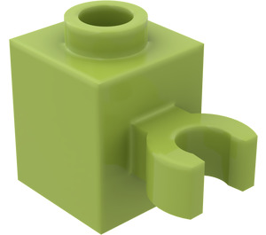 LEGO Lima Ladrillo 1 x 1 con Vertical Clip (Clip "O" abierto, espiga hueca) (60475 / 65460)