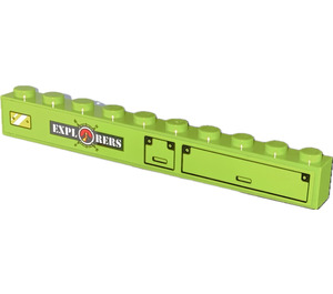 LEGO Lime Klods 1 x 10 med 'EXPLORERS' logo og Lockers Klistermærke (6111)