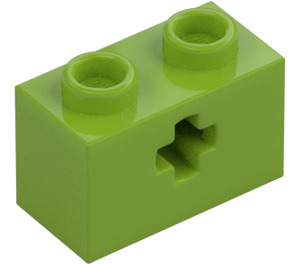 LEGO Lime Kloss 1 x 2 med Axelhål ('+' Öppning och bottenrör) (31493 / 32064)